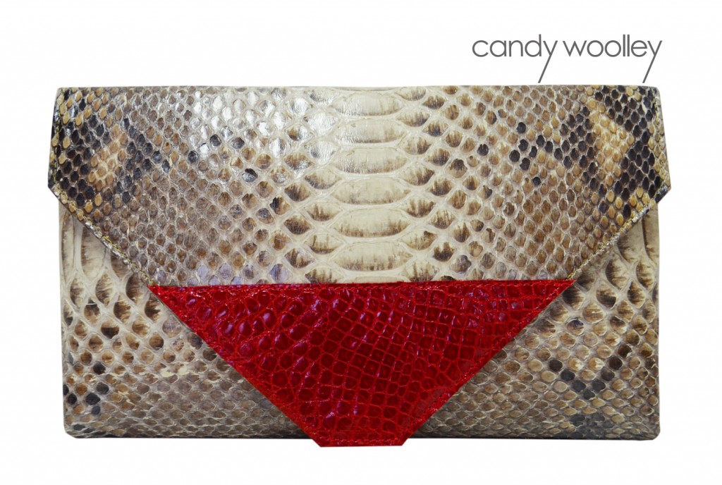 Candy Woolley Python & Red Alligator Clutch