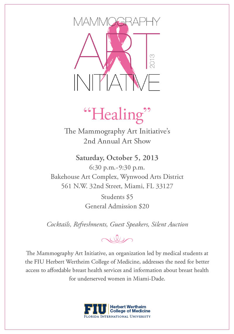 The Mammography Art Initiative's 2nd Annual Art Show October 5th