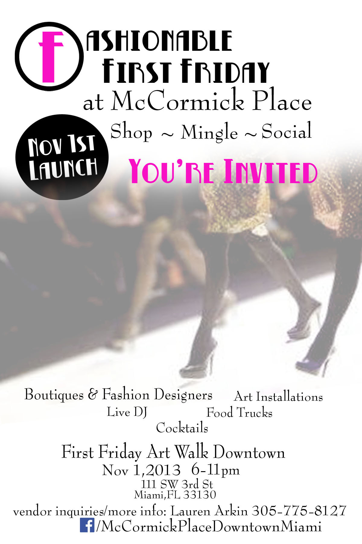 Fashionable First Friday at McCormick Place Miami November 1st