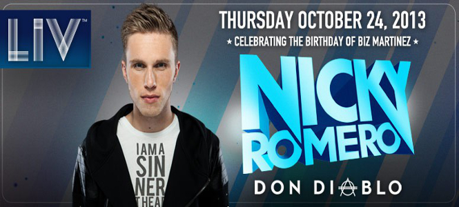 Nicky Romero at LIV Miami Thursday October 25th
