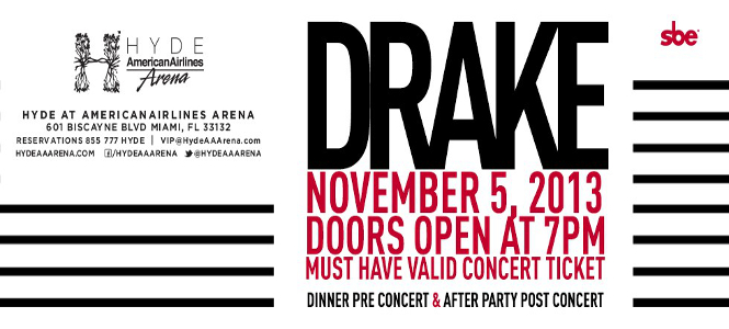Drake at Hyde American Airlines Arena Tuesday November 5th