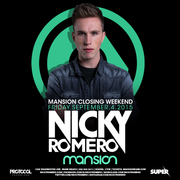Nicky Romero at Mansion Miami September 4th